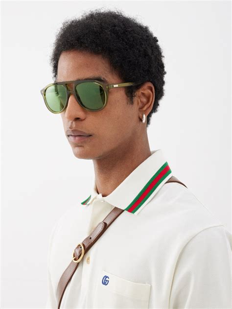 gucci aviator-style acetate sunglasses|Gucci aviator prescription sunglasses.